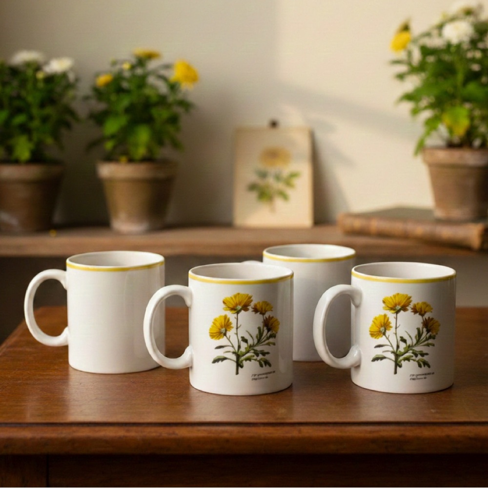 Kingston Gardens  4 Chrysanthemum Cups /MugsSignature Housewares Inc Japan